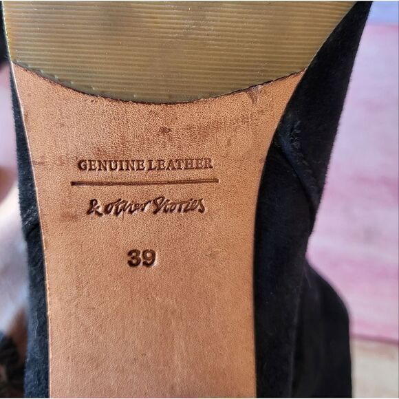 & Other Stories Black Suede Leather Buckle Block Heel Ankle Booties Women's 9US - Picture 11 of 11